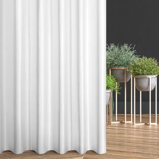 Zasłona szyta na taśmie 5 cm naturalna z tkaniny o satynowym połysku zaciemniającej w 100%