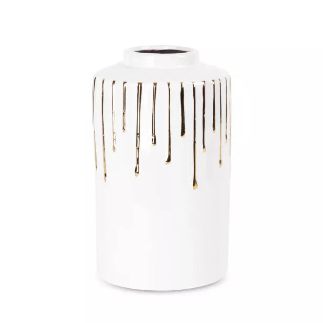 Wazon ceramiczny LUIS z motywem cieknącej złotej farby