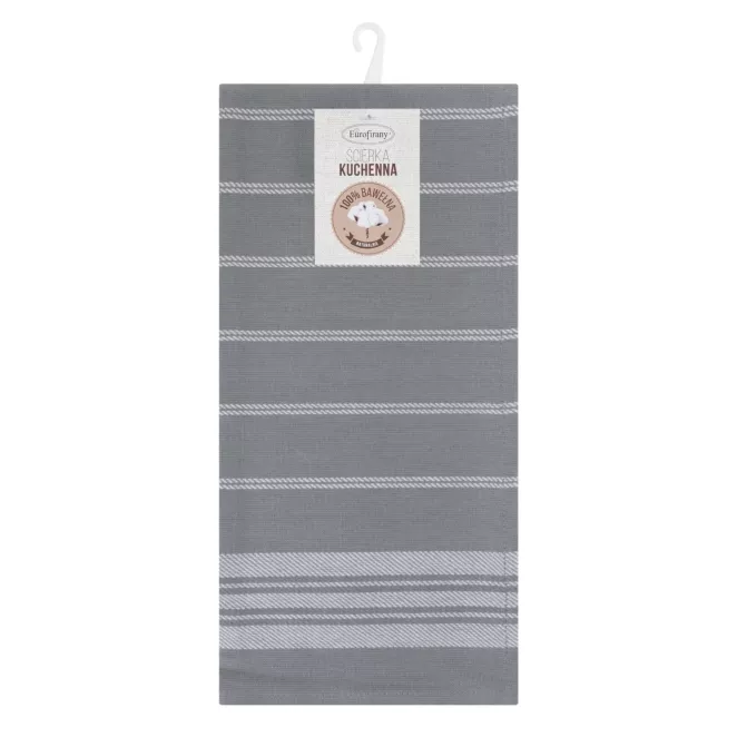 Komplet ściereczek kuchennych 2szt 50x70 cm bawełniany kolor srebrny w kratkę oraz subtelne pasy 200 g/m2 RUBI