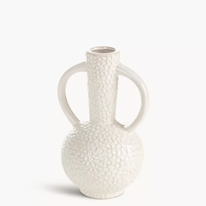 Wazon kremowy z ozdobnym  wzorem 15x15x24 cm ALEX - kolekcja SEA SUMMER