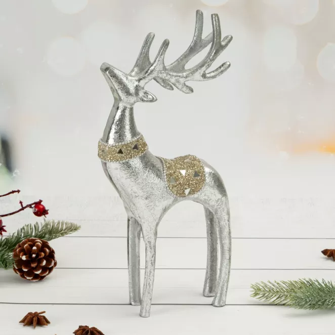 Figurka świąteczna RENIFER z dodatkami lśniących koralików oraz kryształów