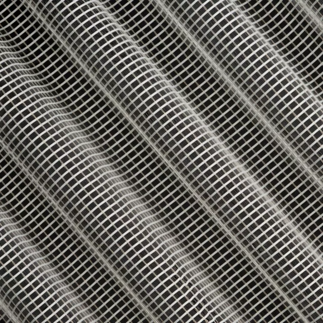 L125/3 Firana szyta na taśmie 5 cm naturalno popielata z grubej, eleganckiej siatki, o prostym klasycznym splocie