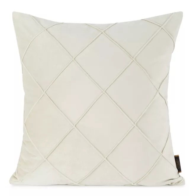 Poszewka na poduszkę 45x45 cm welwetowa kremowa z geometrycznym przeszywanym wzorem NALA Eurofirany Premium