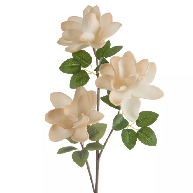 Kwiat sztuczny magnolii kremowy z plastycznej pianki foamirian 68 cm