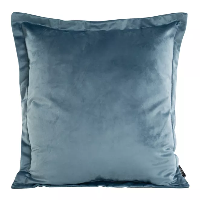 Poszewka na poduszkę 45x45 cm welwetowa niebieska z ozdobnymi brzegami RIA Diva Line