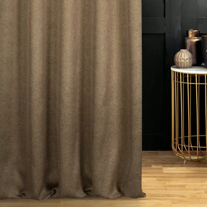 Zasłona szyta na taśmie 5 cm miedziana z eleganckiej błyszczącej tkaniny