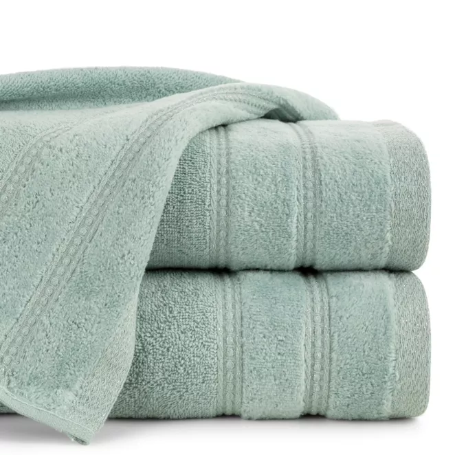 Ręcznik do rąk 30x50 cm bawełniany kolor miętowy zdobiony błyszczącymi paseczkami 500 g/m2 GLORY 4