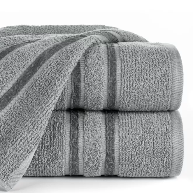 Ręcznik do rąk 30x50 cm bawełniany kolor stalowy w kontrastujące pasy 500 g/m2 DINA