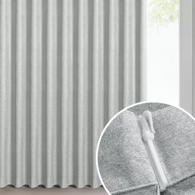 Zasłona srebrna z 100% zaciemniającej tkaniny typu blackout 125x270 cm (wymiar podany na gotowo) system flex - NELISA