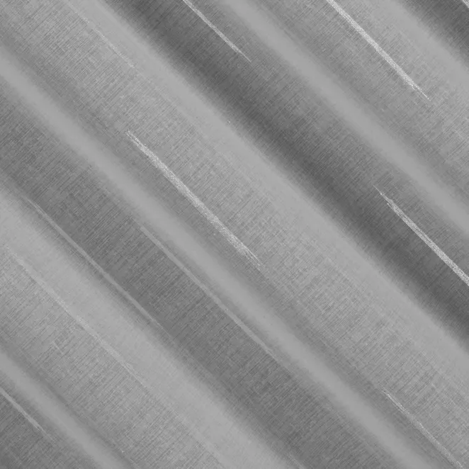 E26/1 Firana szyta na taśmie 5 cm naturalno srebrna z matowej etaminy z połyskliwym nieregularnym wzorem, wykończona obciążnikiem Italissima Eva Minge