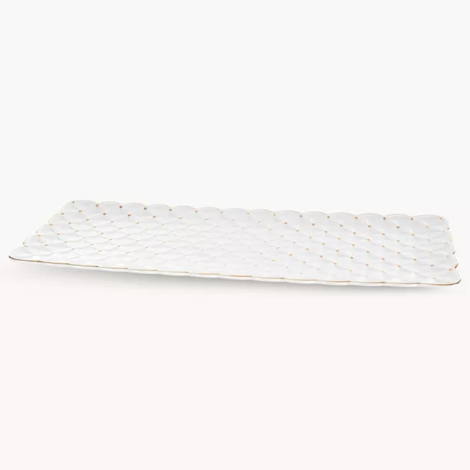 Patera ceramiczna dekoracyjna kremowo-złota 40x15x2 cm BELIA