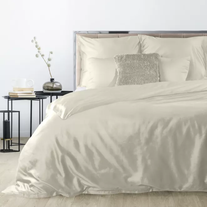 Pościel 160x200 cm gładka z satyny bawełnianej kolor beżowy DINA Diva Line