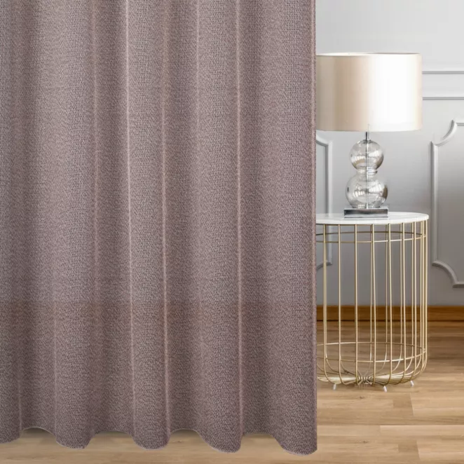 Firana szyta na taśmie 5 cm miedziana z eleganckiej siatki w stylu glamour z połyskliwą nicią, wykończona obciążnikiem Italissima Eva Minge