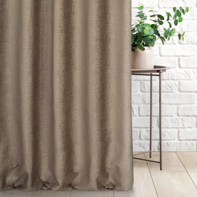 Tkanina zasłonowa, miękka, szenilowa tkanina, przetykana błyszczącą nicią
