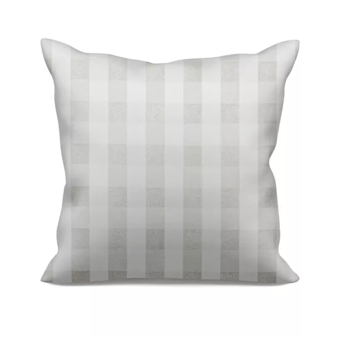 Poszewka szyta kremowo szampańska z dwustronnej tkaniny, deseń w kratę z dodatkiem srebrnej nici