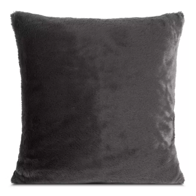 Poszewka na poduszkę 60x60 cm stalowa z miękkiej futrzanej tkaniny NINA