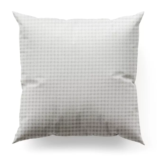 Poszewka szyta FLAVIO kremowo szampańska z dwustronnej tkaniny, deseń w krateczkę z dodatkiem srebrnej nici