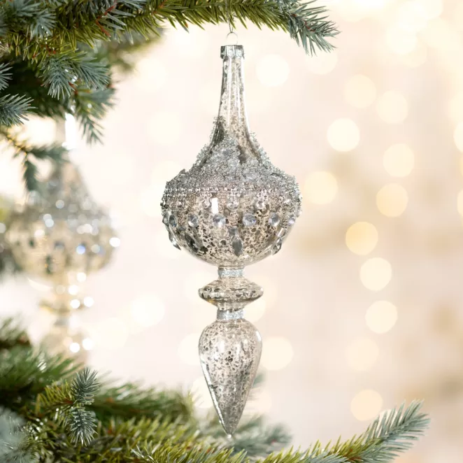 Szklana bombka ręcznie zdobiona kryształkami