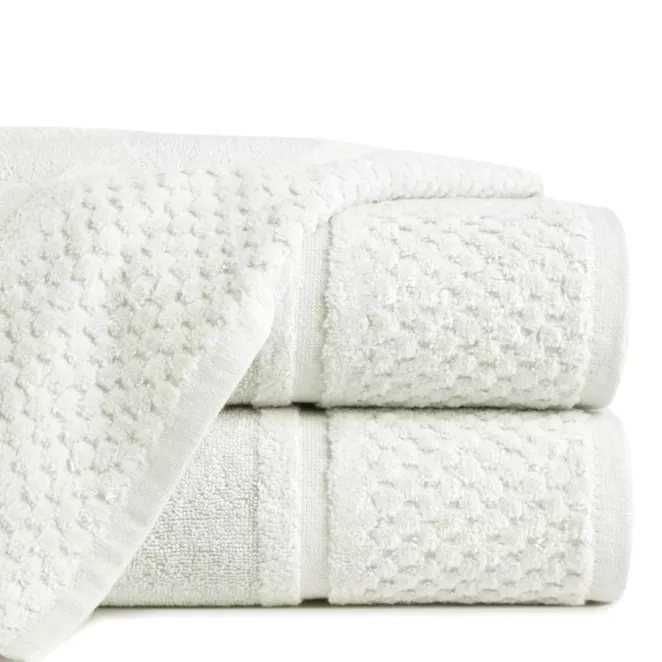 Ręcznik do rąk 30x50 cm bawełniany kolor kremowy z efektowną bordiurą 550 g/m2 IBIZA