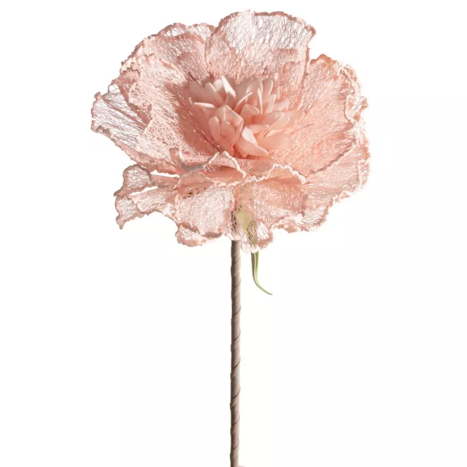 Kwiat sztuczny jasnoróżowy z siateczki 85 cm
