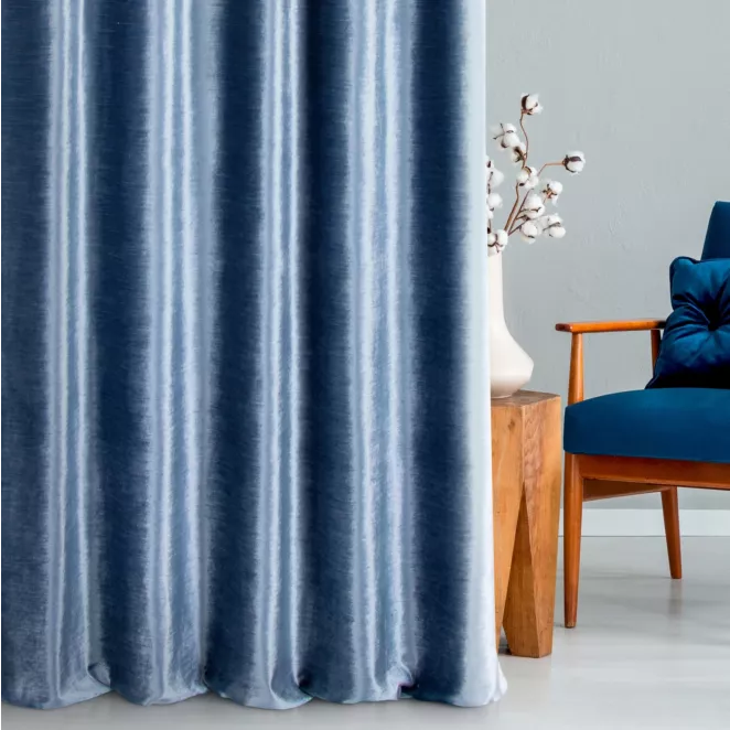 Tkanina zasłonowa, miękka, welwetowa z połyskiem, w poziome prążki z kolekcji Eva Minge