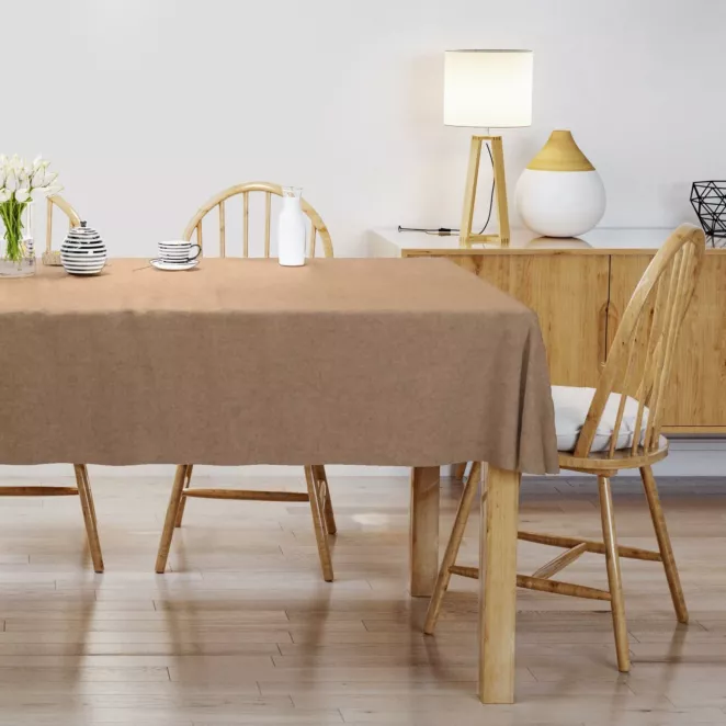 Obrus szyty DORA - HIT ciemnozłoty z miękkiej tkaniny o welurowej strukturze