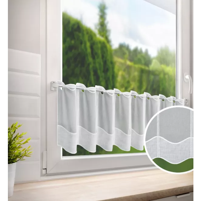 P294/1 Tkanina firanowa zazdrostka z etaminy zdobiona ozdobnym pasem  kornelii