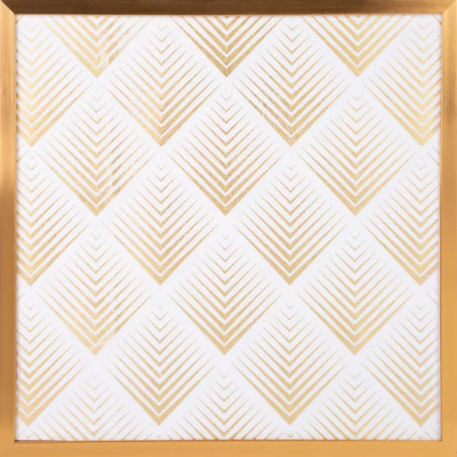 LIMITED COLLECTION Obraz BLANCA 2 ze złotym geometrycznym nadrukiem w złotej ramie MAGIA BIELI