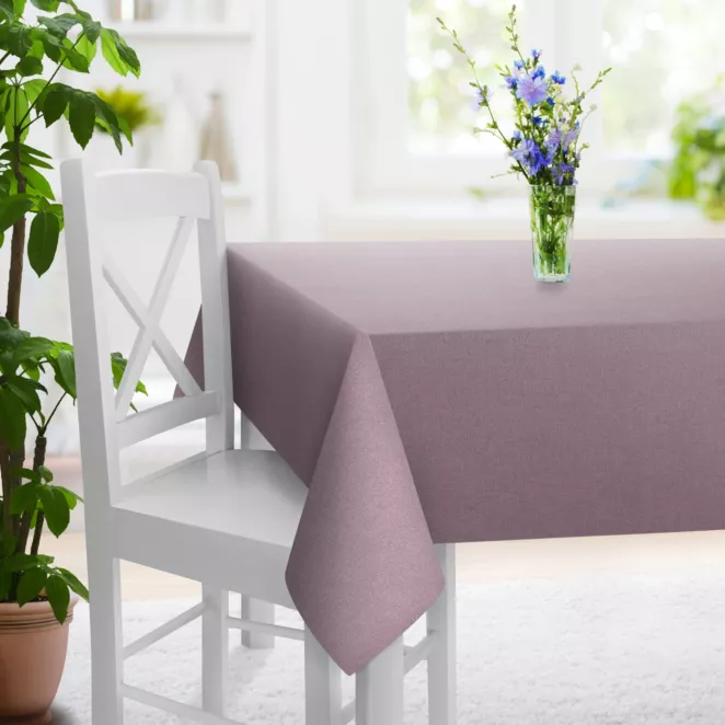 Obrus szyty wrzosowy z miękkiej tkaniny o welurowej strukturze