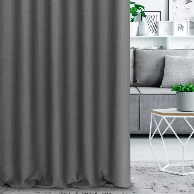 Zasłona szyta na taśmie 5 cm stalowa z miękkiej tkaniny z naturalnym splotem
