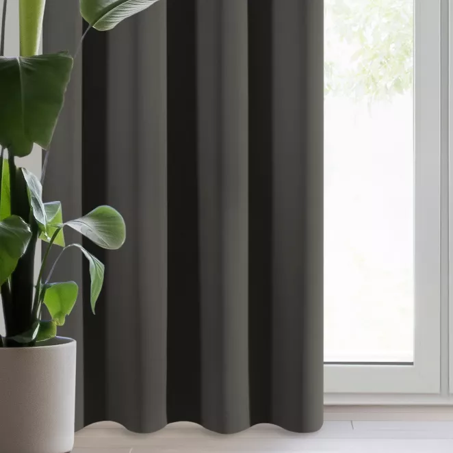 Zasłona grafitowa zaciemniająca gładka półmatowa 135x270 cm taśma - LOGAN