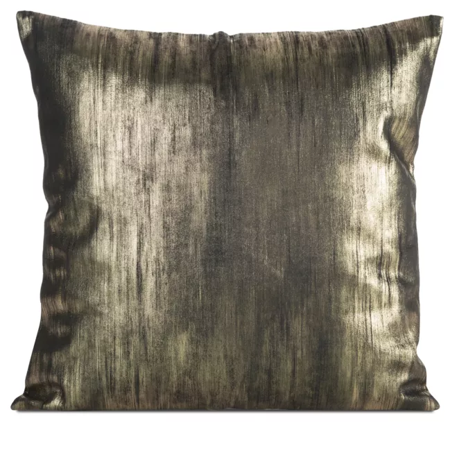 Poszewka na poduszkę 45x45 cm welwetowa czarno, złota zdobiona przecieranym nadrukiem EMILA