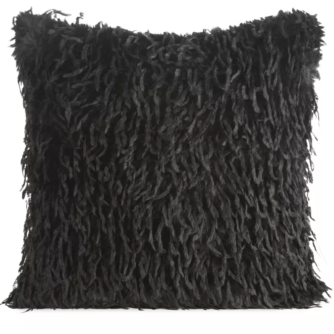 Poszewka na poduszkę 45x45 cm czarna z miękkiego futerka ADORE - kolekcja VULCANO