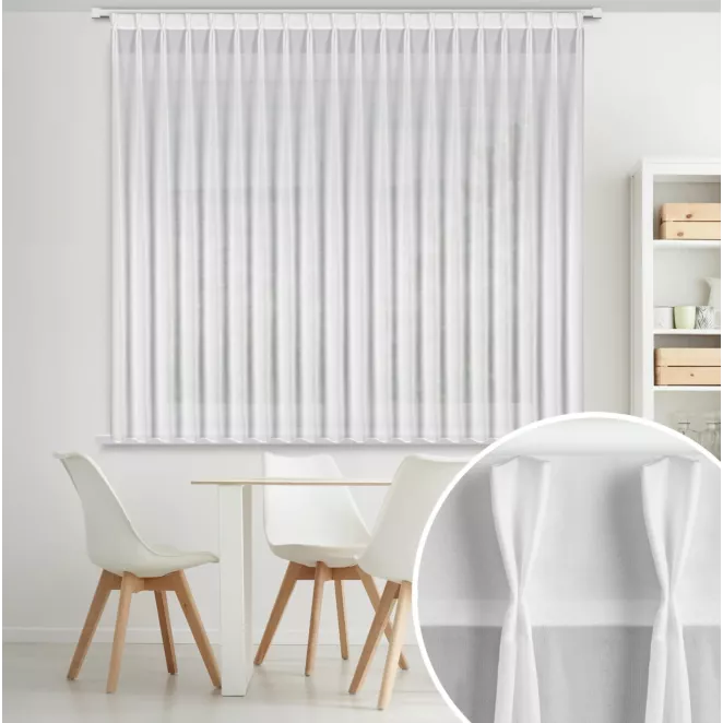 Firana biała z szyfonu 230x170 cm (wymiar podany na gotowo) systemem flex - RUBY