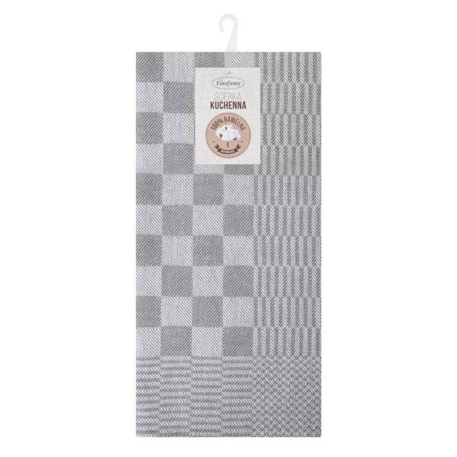 Komplet ściereczek kuchennych 2szt 50x70 cm bawełniany kolor srebrny zdobionych motywem szachownicy 200 g/m2 MAURO
