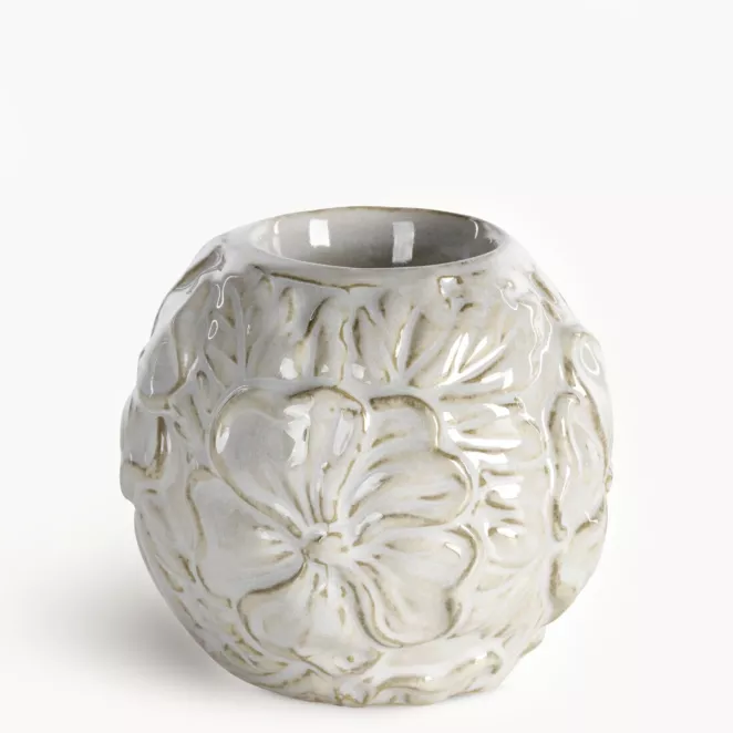 Świecznik ceramiczny NAIRA z wytłaczanym wzorem kwiatów