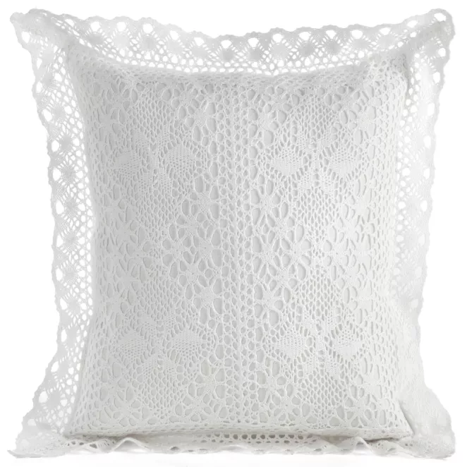 Poszewka na poduszkę 40x40 cm ażurowa biała w stylu boho MEGAN