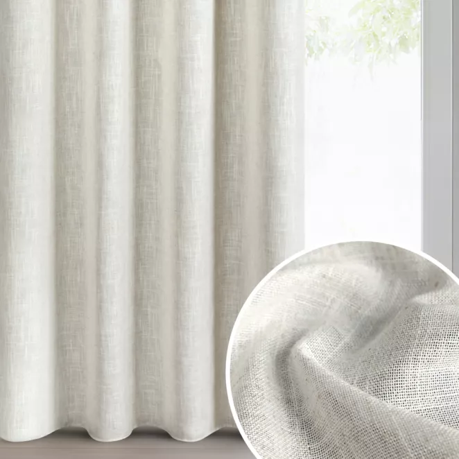 Zasłona naturalna o widocznym i naturalnym splocie z domieszką lnu  140x250 cm przelotki - ELINA