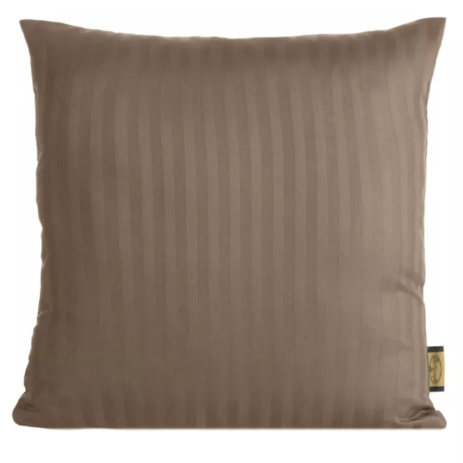 Poszewka na poduszkę 40x40 cm z satyny bawełnianej brązowa w delikatne prążki VERA