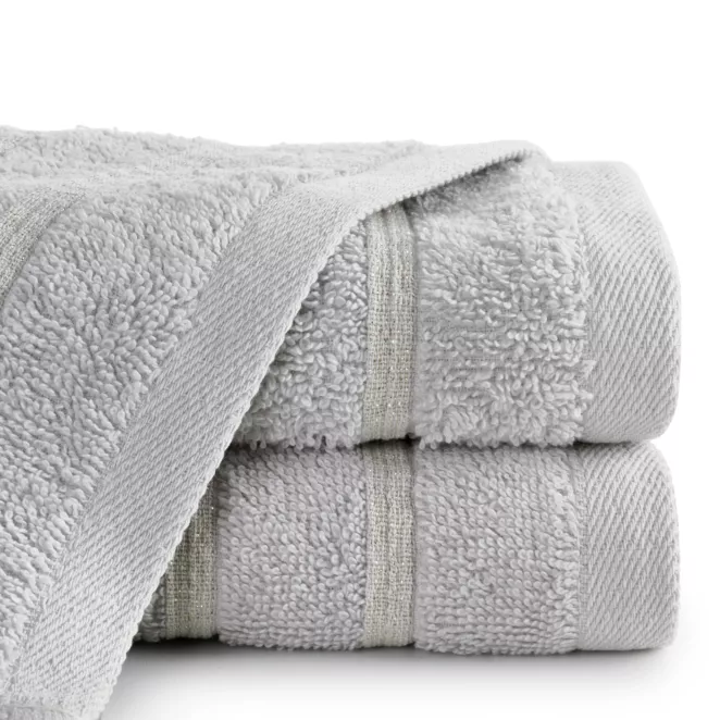 Ręcznik do rąk 30x50 cm bawełniany kolor srebrny w błyszczące paseczki AMIRA