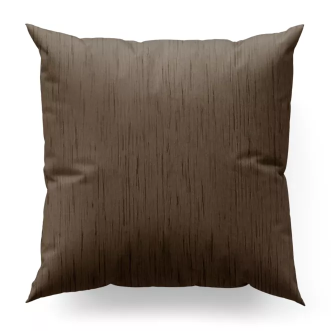 Poszewka szyta ciemnobrązowa z tkaniny welwetowej w pionowe prążki, wykończona obciążnikiem
