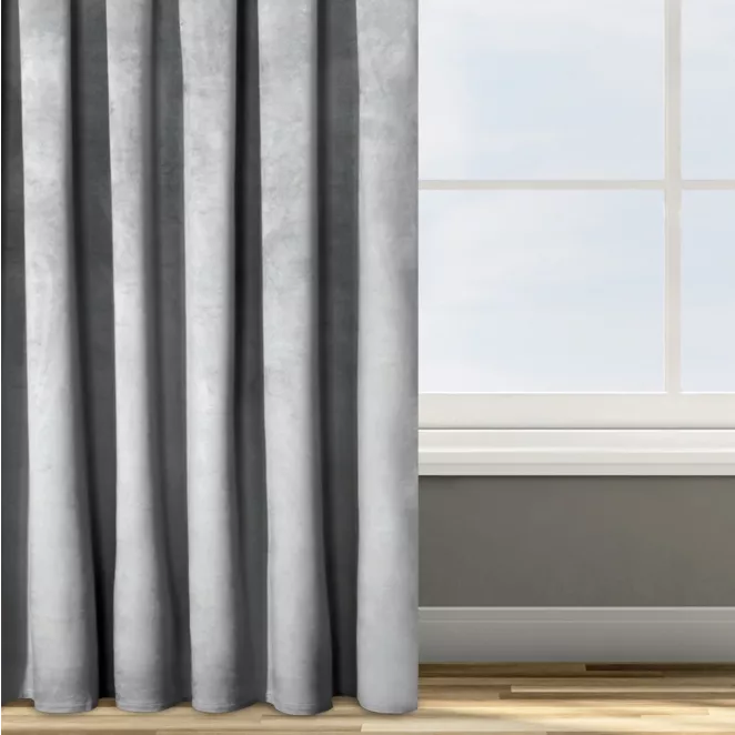 Zasłona welwetowa srebrna 140x270 cm taśma - ROSA - Design 91