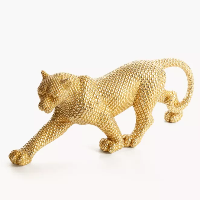 Figurka dekoracyjna gepard pokryty złotymi kuleczkami