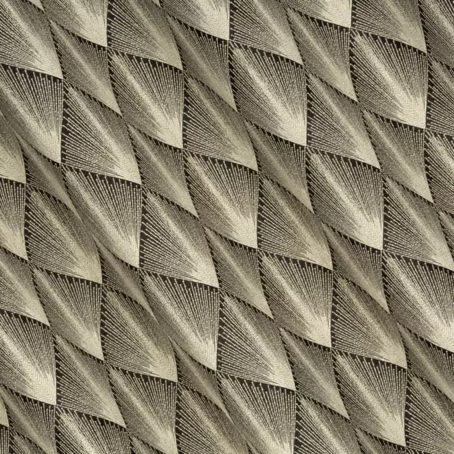 R181/7 Zasłona szyta na taśmie 5 cm czarno złota z tkaniny w elegancki geometryczny wzór z błyszczącą nicią