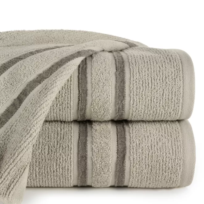 Ręcznik do rąk 30x50 cm bawełniany kolor jasnobeżowy w kontrastujące pasy 500 g/m2 DINA