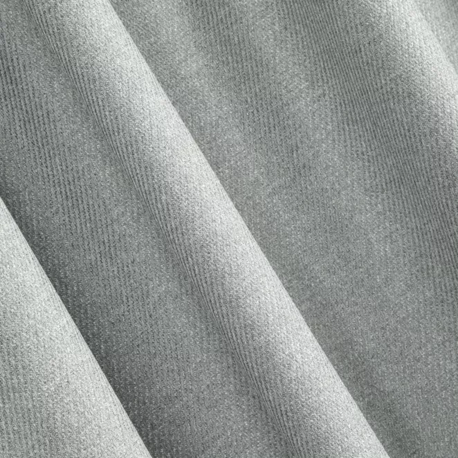 L87/9 Zasłona szyta na taśmie 5 cm INAYA srebrna z miękkiej tkaniny o naturalnym splocie w stylu ekologicznym