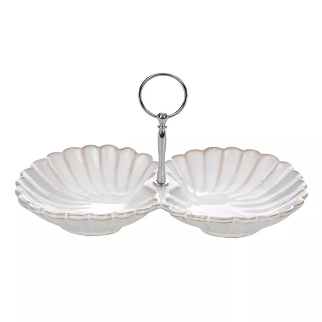 Miska ceramiczna dekoracyjna kremowo-beżowa  zdobiona przecieranym wzorem 29x16x4 cm AVRIL