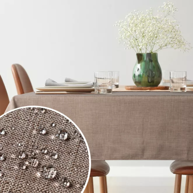 Obrus na stół 140x180 cm beżowy wodoodporny - KATE