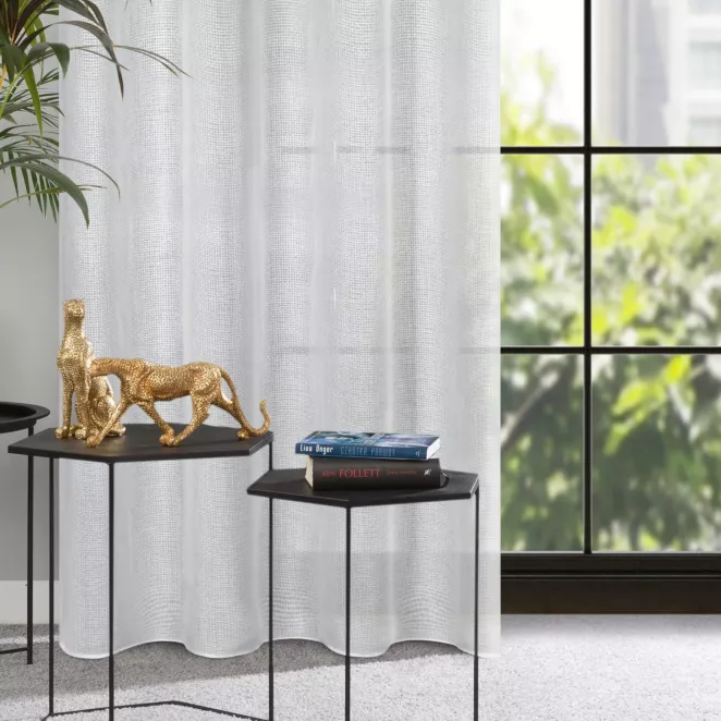 Zasłona biała o splocie płóciennym 140x250 cm przelotka - CINDY