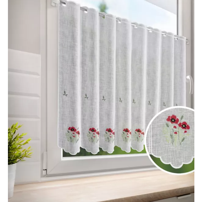 Tkanina firanowa zazdrostka z haftowanym wzorem